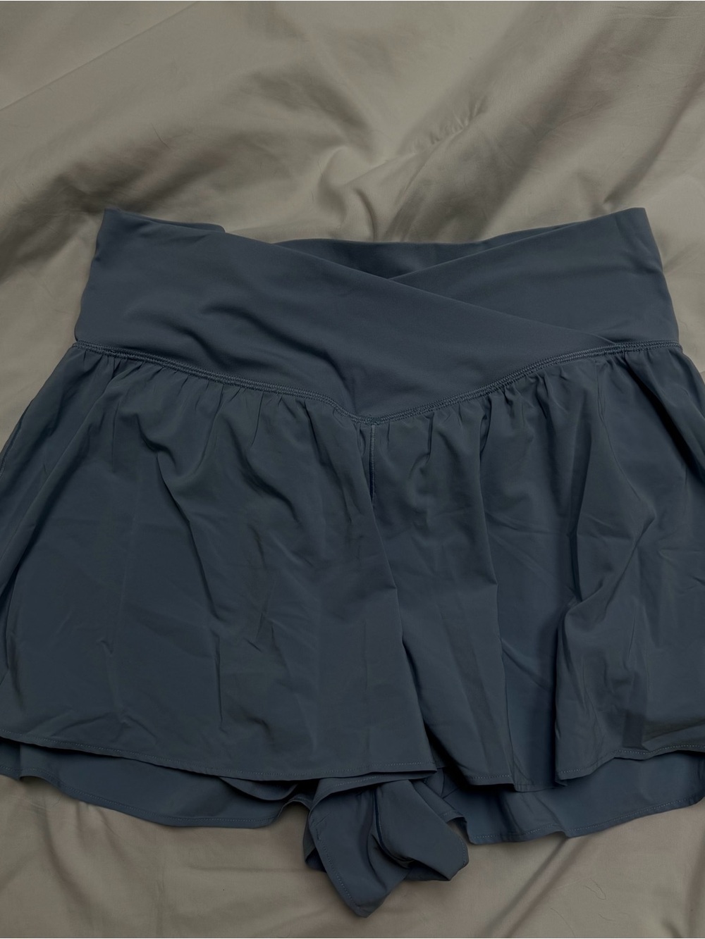 Women's Navy Athletic Shorts with Crossover Waistband